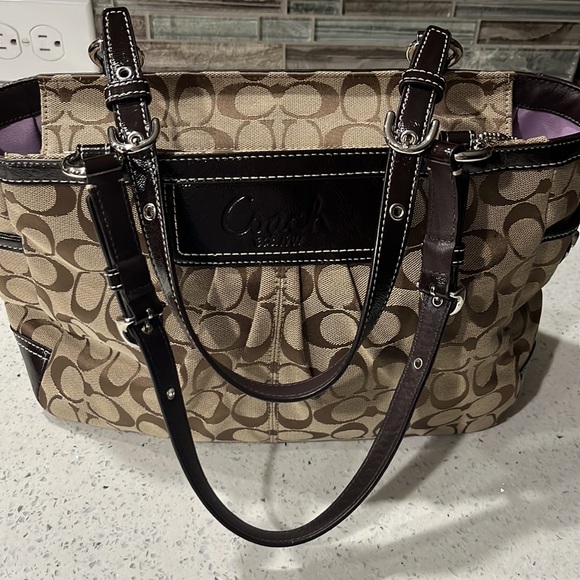 2009 Coach Pleated Signature East/West Gallery Tote Shoulder Bag - Picture 3 of 16